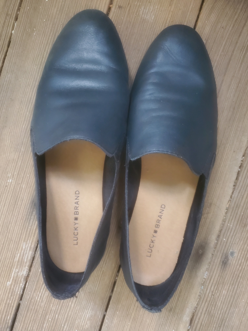 Lucky Brand Black Leather Slip-On Flats
